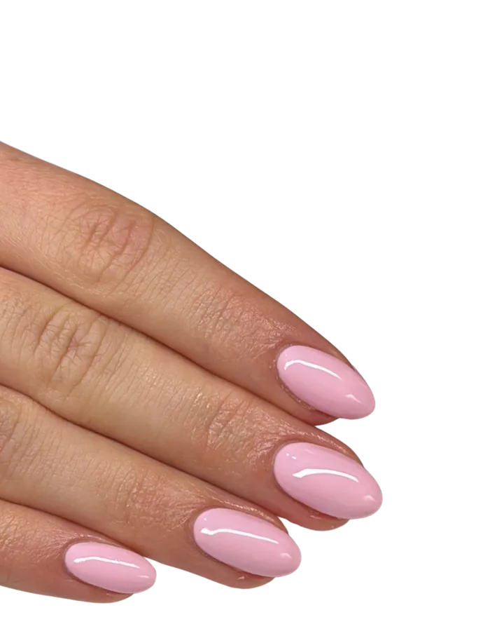 Clean glossy pink almond nails